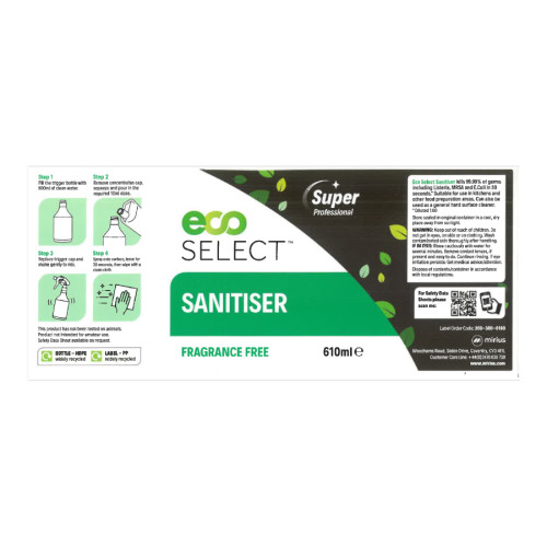 ECO SELECT Sanitiser Refill Label- Individual