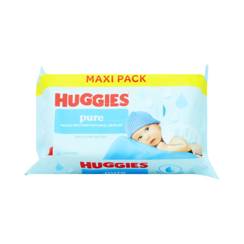 Huggies Pure Wipes - Moisture Lock - Pack of 60 - Unit