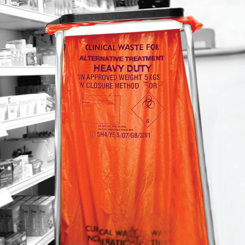 Orange clinical heavy duty waste bags
