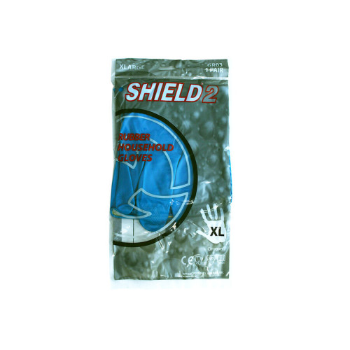 Polyco Shield Household Rubber Gloves - Medium - Blue - Pack of 12 - Unit