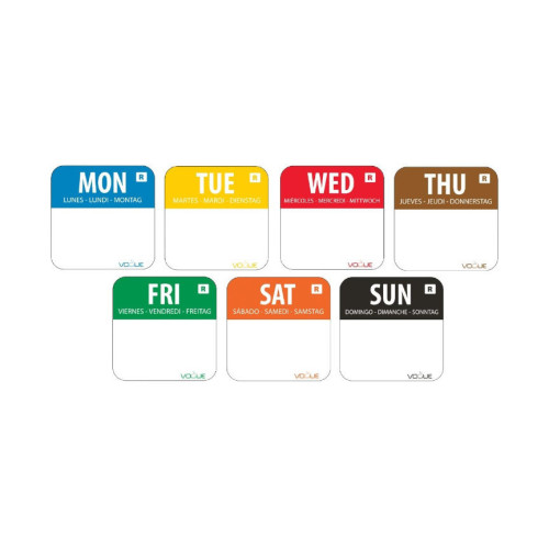 2.4cm Complete Set of Day of the Week Food Labels 