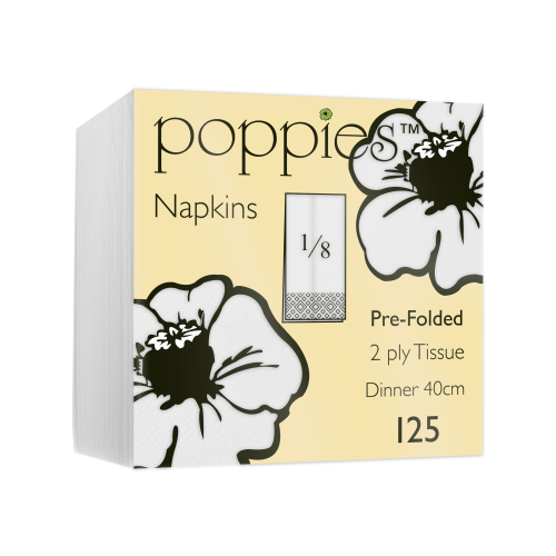 40 cm 2 ply White 8-fold Napkins 